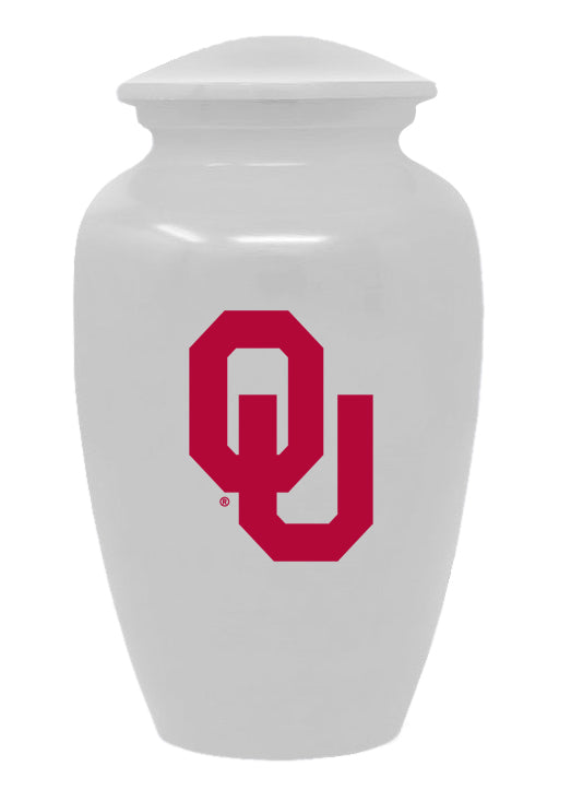 White Oklahoma Sooners University College Cremation Urn