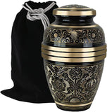 Elegant Aura Cremation Urn in Black/Gold - Adult Brass & Metal Urn for Ashes - ExquisiteUrns