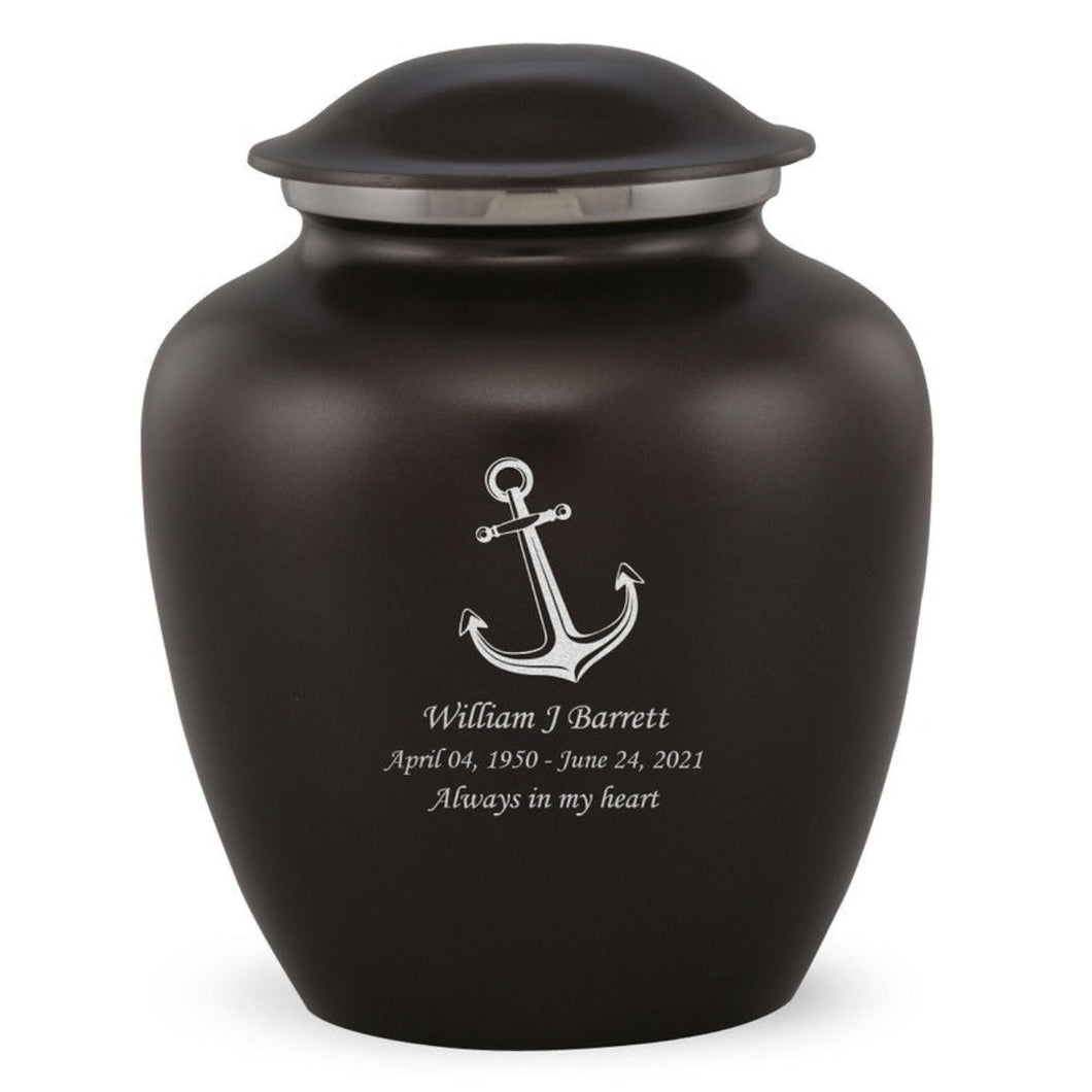 Grace Anchor Adult Cremation Urn in Black, Grace Anchor Adult Custom Engraved Urns for Ashes in Black, Embrace Anchor Adult Cremation Urn in Black, Embrace Anchor Adult Urn for Ashes in Black, Embrace Anchor Cremation Urn in Black, Embrace Anchor Urn for Ashes in Black, Grace Anchor Urn for Ashes in Black, Grace Anchor Cremation Urn in Black - ExquisiteUrns