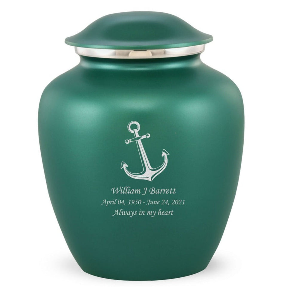 Grace Anchor Adult Cremation Urn in Green, Grace Anchor Adult Custom Engraved Urns for Ashes in Green, Embrace Anchor Adult Cremation Urn in Green, Embrace Anchor Adult Urn for Ashes in Green, Embrace Anchor Cremation Urn in Green, Embrace Anchor Urn for Ashes in Green, Grace Anchor Urn for Ashes in Green, Grace Anchor Cremation Urn in Green - ExquisiteUrns
