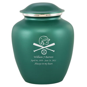 Grace Baseball Adult Cremation Urn in Green, Grace Baseball Adult Custom Engraved Urns for Ashes in Green, Embrace Baseball Adult Cremation Urn in Green, Embrace Baseball Adult Urn for Ashes in Green, Embrace Baseball Cremation Urn in Green, Embrace Baseball Urn for Ashes in Green, Grace Baseball Urn for Ashes in Green, Grace Baseball Cremation Urn in Green - ExquisiteUrns