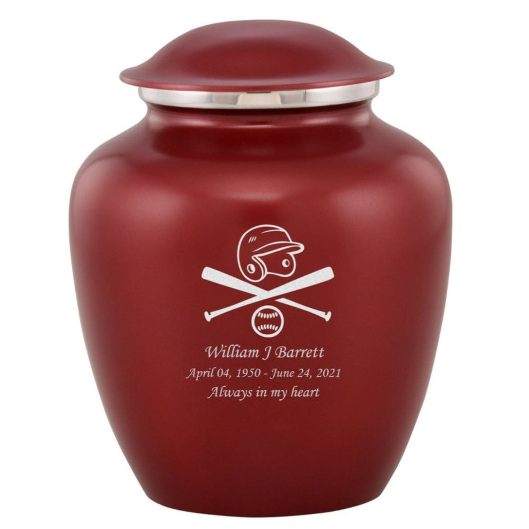 Grace Baseball Adult Cremation Urn in Red, Grace Baseball Adult Custom Engraved Urns for Ashes in Red, Embrace Baseball Adult Cremation Urn in Red, Embrace Baseball Adult Urn for Ashes in Red, Embrace Baseball Cremation Urn in Red, Embrace Baseball Urn for Ashes in Red, Grace Baseball Urn for Ashes in Red, Grace Baseball Cremation Urn in Red - ExquisiteUrns