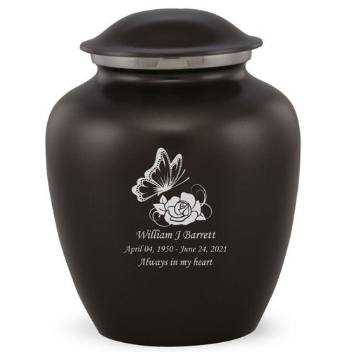Grace Butterfly Adult Cremation Urn in Black, Grace Butterfly Adult Custom Engraved Urns for Ashes in Black, Embrace Butterfly Adult Cremation Urn in Black, Embrace Butterfly Adult Urn for Ashes in Black, Embrace Butterfly Cremation Urn in Black, Embrace Butterfly Urn for Ashes in Black, Grace Butterfly Urn for Ashes in Black, Grace Butterfly Cremation Urn in Black - ExquisiteUrns