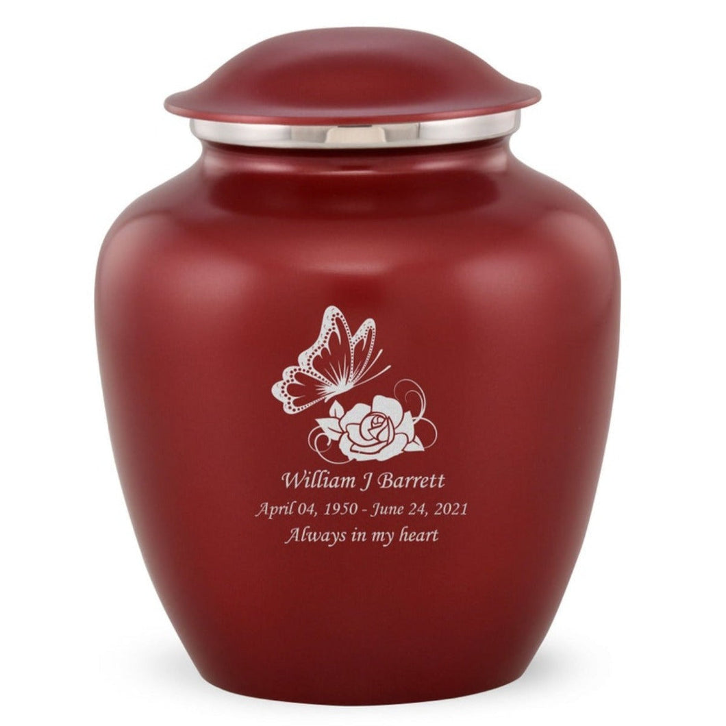 Grace Butterfly Adult Cremation Urn in Red, Grace Butterfly Adult Custom Engraved Urns for Ashes in Red, Embrace Butterfly Adult Cremation Urn in Red, Embrace Butterfly Adult Urn for Ashes in Red, Embrace Butterfly Cremation Urn in Red, Embrace Butterfly Urn for Ashes in Red, Grace Butterfly Urn for Ashes in Red, Grace Butterfly Cremation Urn in Red - ExquisiteUrns