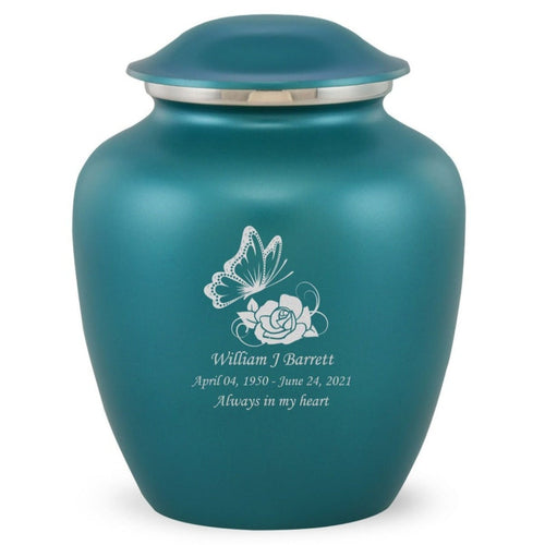 Grace Butterfly Adult Cremation Urn in Teal, Grace Butterfly Adult Custom Engraved Urns for Ashes in Teal, Embrace Butterfly Adult Cremation Urn in Teal, Embrace Butterfly Adult Urn for Ashes in Teal, Embrace Butterfly Cremation Urn in Teal, Embrace Butterfly Urn for Ashes in Teal, Grace Butterfly Urn for Ashes in Teal, Grace Butterfly Cremation Urn in Teal - ExquisiteUrns