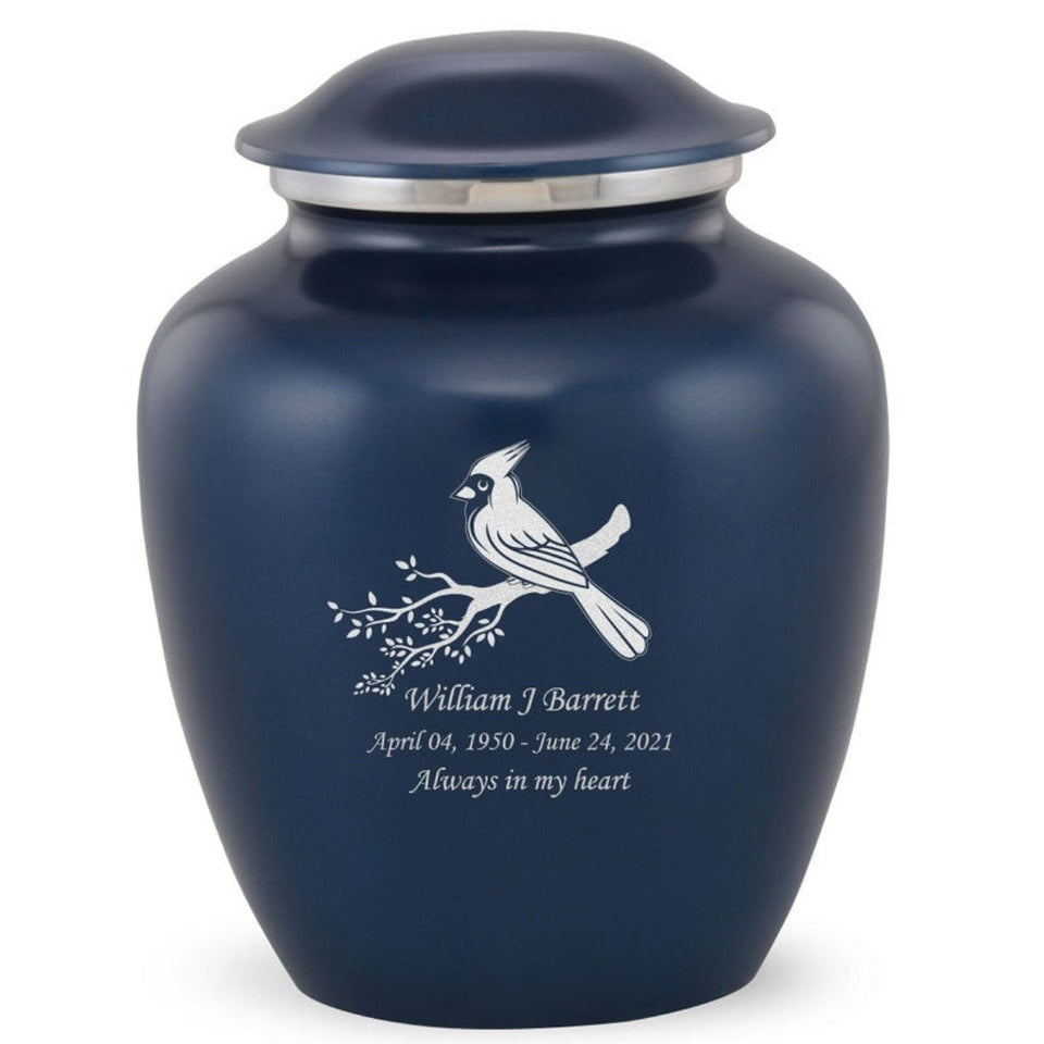 Grace Cardinal Adult Cremation Urn in Blue, Grace Cardinal Adult Custom Engraved Urns for Ashes in Blue, Embrace Cardinal Adult Cremation Urn in Blue, Embrace Cardinal Adult Urn for Ashes in Blue, Embrace Cardinal Cremation Urn in Blue, Embrace Cardinal Urn for Ashes in Blue, Grace Cardinal Urn for Ashes in Blue, Grace Cardinal Cremation Urn in Blue - ExquisiteUrns
