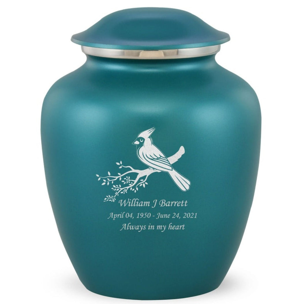 Grace Cardinal Adult Cremation Urn in Teal, Grace Cardinal Adult Custom Engraved Urns for Ashes in Teal, Embrace Cardinal Adult Cremation Urn in Teal, Embrace Cardinal Adult Urn for Ashes in Teal, Embrace Cardinal Cremation Urn in Teal, Embrace Cardinal Urn for Ashes in Teal, Grace Cardinal Urn for Ashes in Teal, Grace Cardinal Cremation Urn in Teal - ExquisiteUrns