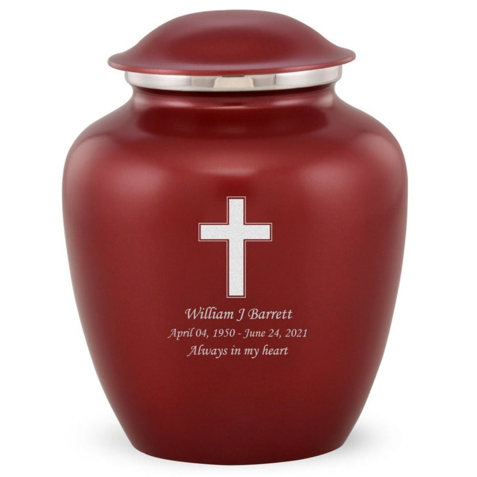 Grace Cross Adult Cremation Urn in Red, Grace Cross Adult Custom Engraved Urns for Ashes in Red, Embrace Cross Adult Cremation Urn in Red, Embrace Cross Adult Urn for Ashes in Red, Embrace Cross Cremation Urn in Red, Embrace Cross Urn for Ashes in Red, Grace Cross Urn for Ashes in Red, Grace Cross Cremation Urn in Red - ExquisiteUrns