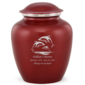 Grace Dolphin Adult Cremation Urn in Red, Grace Dolphin Adult Custom Engraved Urns for Ashes in Red, Embrace Dolphin Adult Cremation Urn in Red, Embrace Dolphin Adult Urn for Ashes in Red, Embrace Dolphin Cremation Urn in Red, Embrace Dolphin Urn for Ashes in Red, Grace Dolphin Urn for Ashes in Red, Grace Dolphin Cremation Urn in Red - ExquisiteUrns