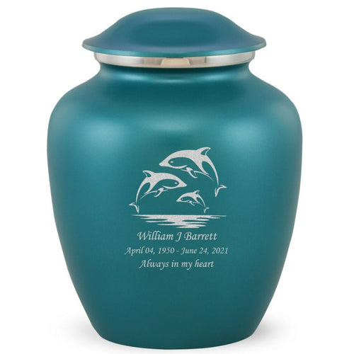 Grace Dolphin Adult Cremation Urn in Teal, Grace Dolphin Adult Custom Engraved Urns for Ashes in Teal, Embrace Dolphin Adult Cremation Urn in Teal, Embrace Dolphin Adult Urn for Ashes in Teal, Embrace Dolphin Cremation Urn in Teal, Embrace Dolphin Urn for Ashes in Teal, Grace Dolphin Urn for Ashes in Teal, Grace Dolphin Cremation Urn in Teal - ExquisiteUrns