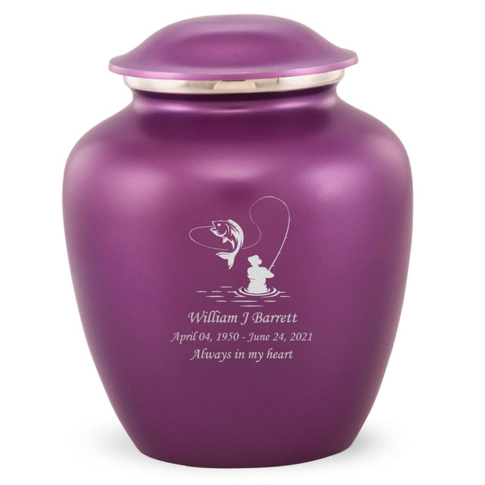 Grace Fishing Adult Cremation Urn in Purple, Grace Fishing Adult Custom Engraved Urns for Ashes in Purple, Embrace Fishing Adult Cremation Urn in Purple, Embrace Fishing Adult Urn for Ashes in Purple, Embrace Fishing Cremation Urn in Purple, Embrace Fishing Urn for Ashes in Purple, Grace Fishing Urn for Ashes in Purple, Grace Fishing Cremation Urn in Purple - ExquisiteUrns