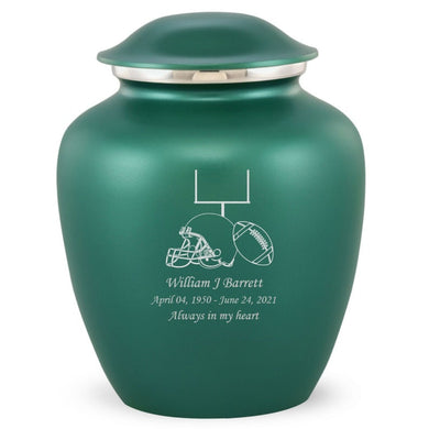 Grace Football Adult Cremation Urn in Green, Grace Football Adult Custom Engraved Urns for Ashes in Green, Embrace Football Adult Cremation Urn in Green, Embrace Football ishing Adult Urn for Ashes in Green, Embrace Football Cremation Urn in Green, Embrace Football Urn for Ashes in Green, Grace Football Urn for Ashes in Green, Grace Football Cremation Urn in Green - ExquisiteUrns