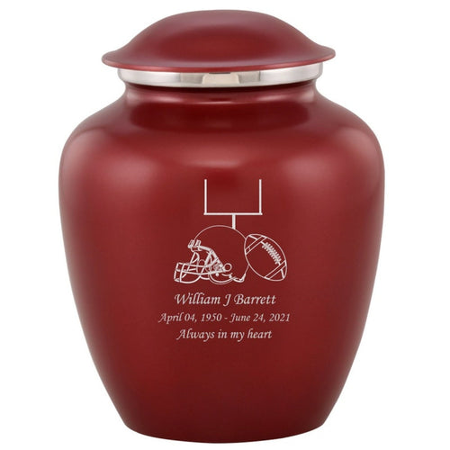 Grace Football Adult Cremation Urn in Red, Grace Football Adult Custom Engraved Urns for Ashes in Red, Embrace Football Adult Cremation Urn in Red, Embrace Football Adult Urn for Ashes in Red, Embrace Football Cremation Urn in Red, Embrace Football Urn for Ashes in Red, Grace Football Urn for Ashes in Red, Grace Football Cremation Urn in Red - ExquisiteUrns