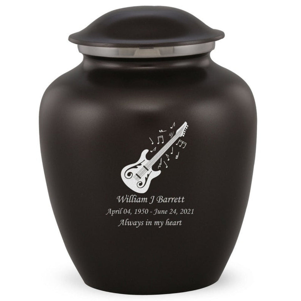 Grace Guitar Adult Cremation Urn in Black, Grace Guitar Adult Custom Engraved Urns for Ashes in Black, Embrace Guitar Adult Cremation Urn in Black, Embrace Guitar Adult Urn for Ashes in Black, Embrace Guitar Cremation Urn in Black, Embrace Guitar Urn for Ashes in Black, Grace Guitar Urn for Ashes in Black, Grace Guitar Cremation Urn in Black - ExquisiteUrns