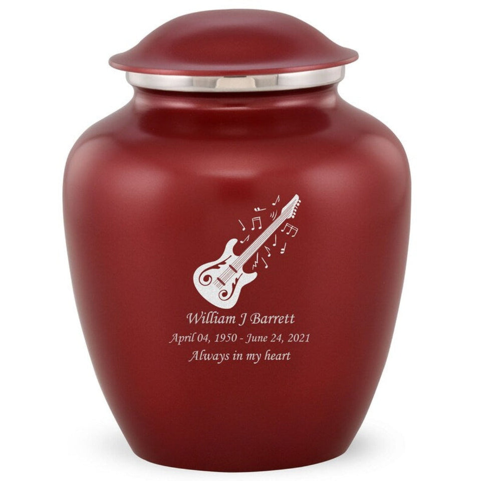 Grace Guitar Adult Cremation Urn in Red, Grace Guitar Adult Custom Engraved Urns for Ashes in Red, Embrace Guitar Adult Cremation Urn in Red, Embrace Guitar Adult Urn for Ashes in Red, Embrace Guitar Cremation Urn in Red, Embrace Guitar Urn for Ashes in Red, Grace Guitar Urn for Ashes in Red, Grace Guitar Cremation Urn in Red - ExquisiteUrns