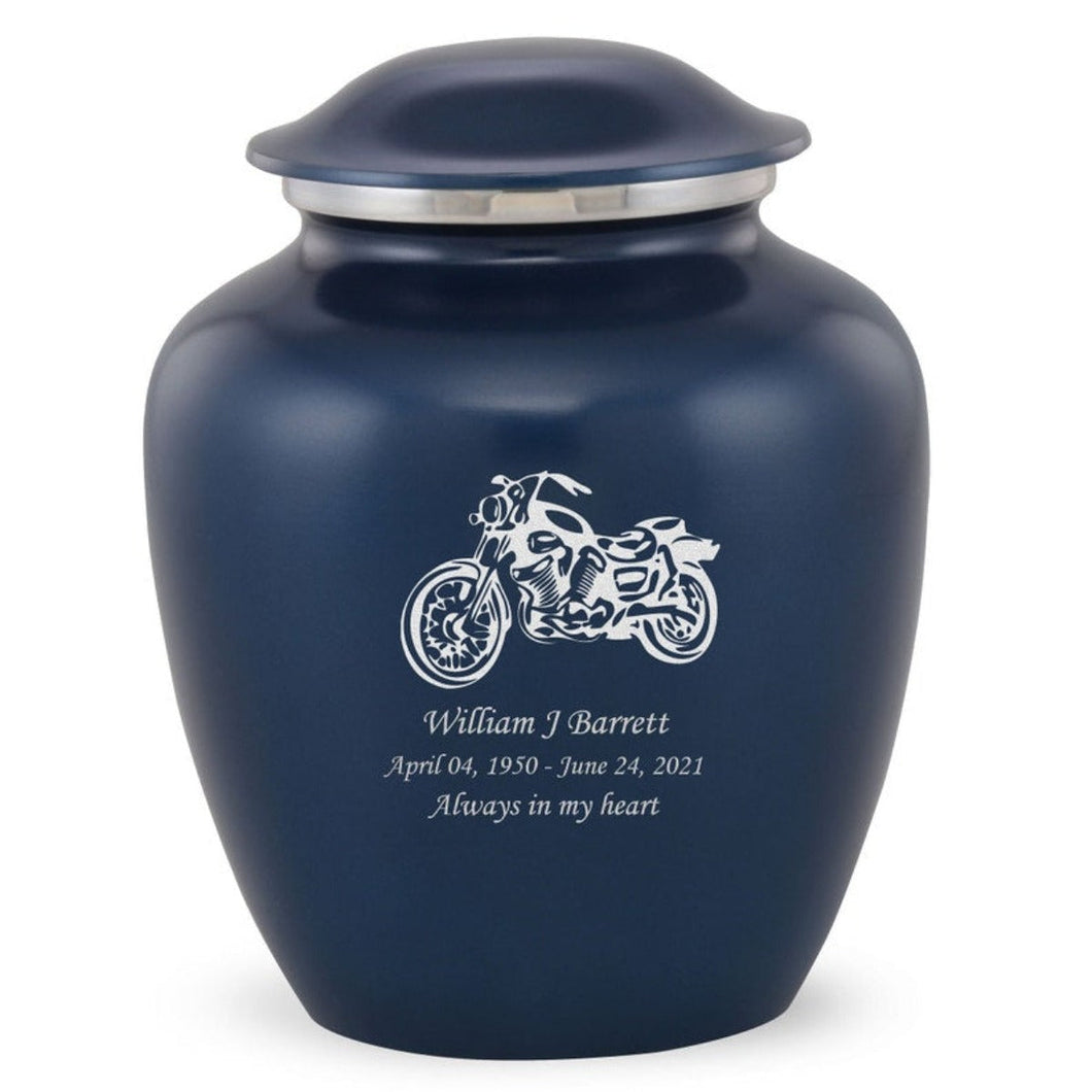 Grace Motorcycle Adult Cremation Urn in Blue, Grace Motorcycle Adult Custom Engraved Urns for Ashes in Blue, Embrace Motorcycle Adult Cremation Urn in Blue, Embrace Motorcycle Adult Urn for Ashes in Blue, Embrace Motorcycle Cremation Urn in Blue, Embrace Motorcycle Urn for Ashes in Blue, Grace Motorcycle Urn for Ashes in Blue, Grace Motorcycle Cremation Urn in Blue - ExquisiteUrns