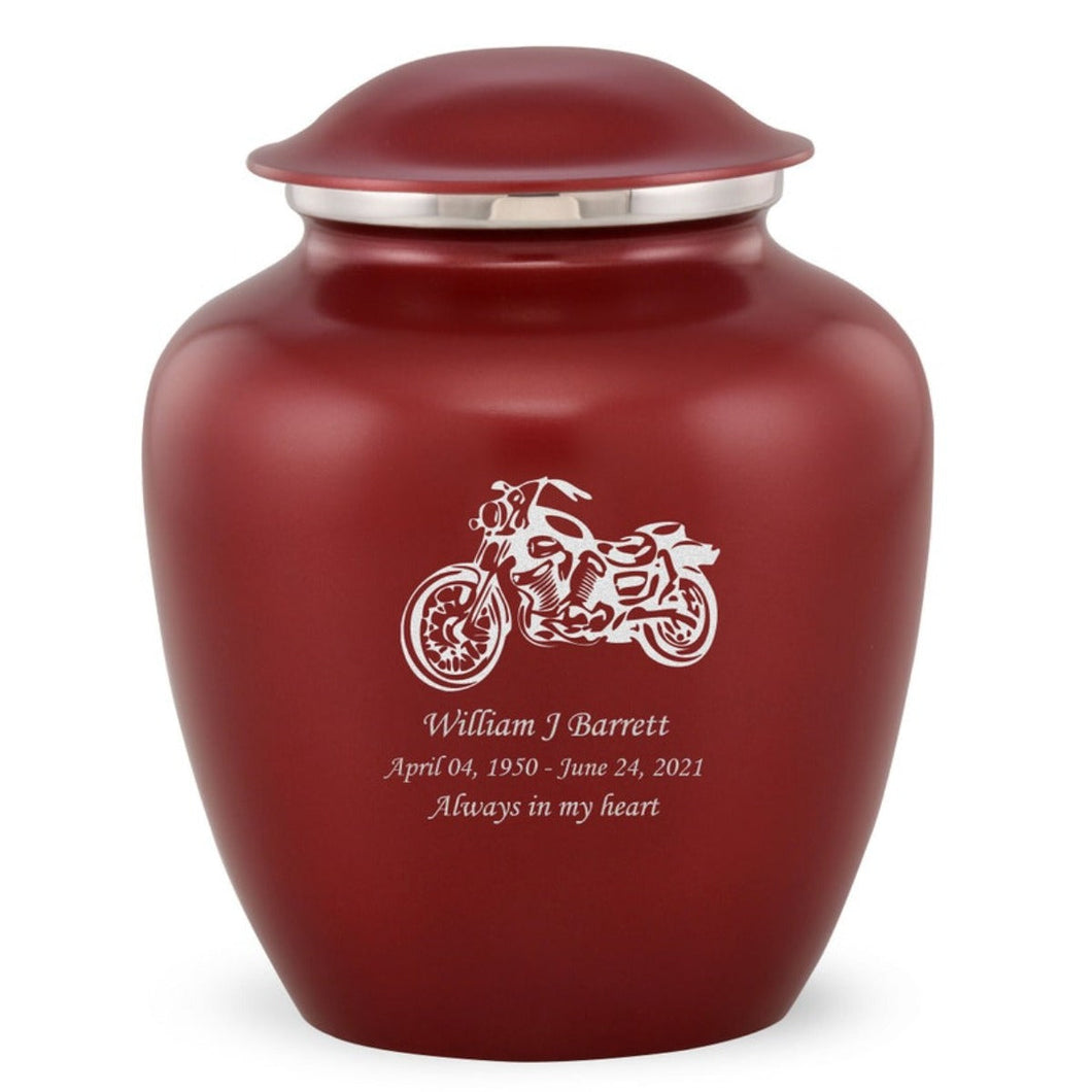 Grace Motorcycle Adult Cremation Urn in Red, Grace Motorcycle Adult Custom Engraved Urns for Ashes in Red, Embrace Motorcycle Adult Cremation Urn in Red, Embrace Motorcycle Adult Urn for Ashes in Red, Embrace Motorcycle Cremation Urn in Red, Embrace Motorcycle Urn for Ashes in Red, Grace Motorcycle Urn for Ashes in Red, Grace Motorcycle Cremation Urn in Red - ExquisiteUrns