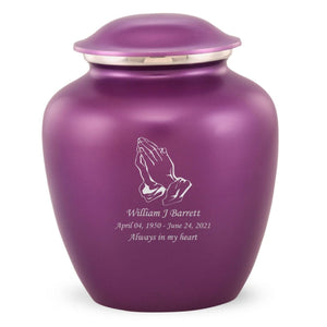 Grace Praying Hands Adult Cremation Urn in Purple, Grace Praying Hands Adult Custom Engraved Urns for Ashes in Purple, Embrace Praying Hands Adult Cremation Urn in Purple, Embrace Praying Hands Adult Urn for Ashes in Purple, Embrace Praying Hands Cremation Urn in Purple, Embrace Praying Hands Urn for Ashes in Purple, Grace Praying Hands Urn for Ashes in Purple, Grace Praying Hands Cremation Urn in Purple - ExquisiteUrns
