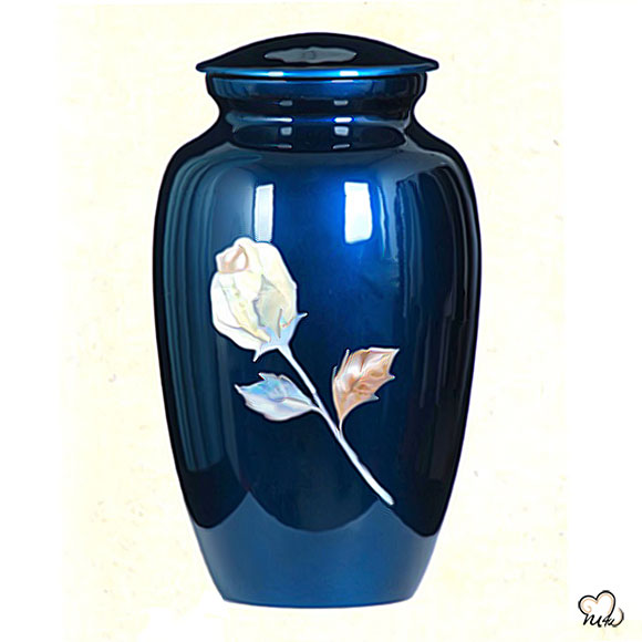 Antique Rose Mother of Pearl Cremation Urn, Hand Painted Cremation Urn - ExquisiteUrns