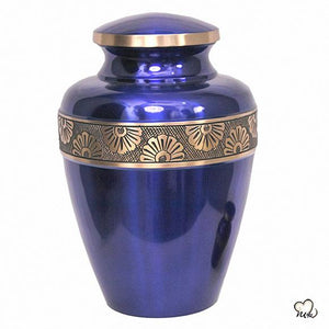 Avalon Blue with Sun Flower Band Cremation Urn, cremation urns - Exquisite Urns