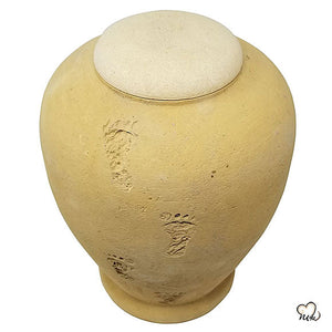 Beige Footprint Biodegradable Sand Urn, Biodegradable Urn - ExquisiteUrns