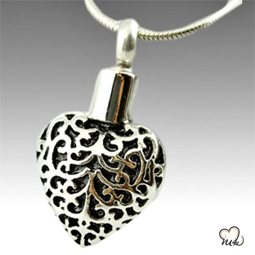 Black Artistic Heart Cremation Pendant Jewelry, Cremation Necklace, Urn Necklace, Lockets For Ashes - ExquisiteUrns