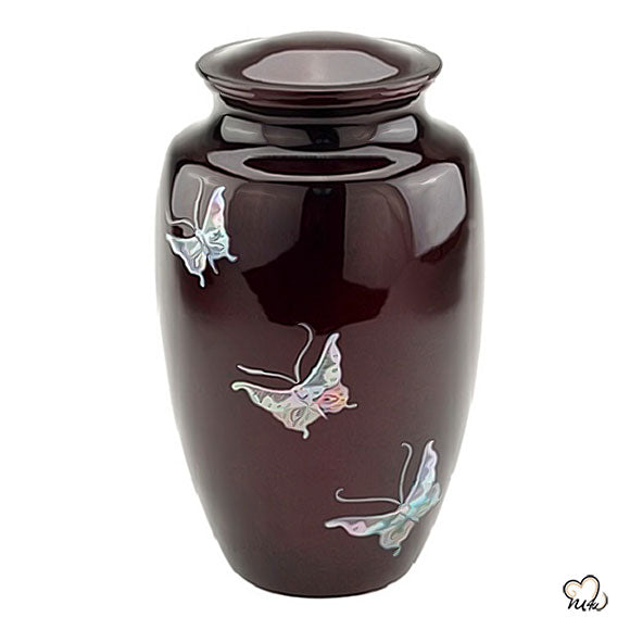 Butterfly Mother of Pearl Cremation Urn, Hand Painted Cremation Urn - ExquisiteUrns