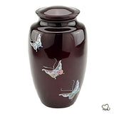 Butterfly Mother of Pearl Cremation Urn, Hand Painted Cremation Urn - ExquisiteUrns