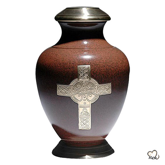 Celtic Religious Brass Cremation Urn - Brown, Religious Urn - ExquisiteUrns