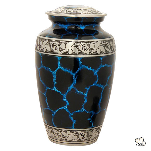 Classic Alloy Cremation Urn - Crystal Blue Cold, Alloy Urns - ExquisiteUrns