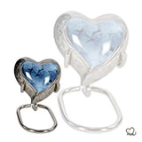 Classic Iris Heart Keepsake for Ashes - Classic Iris Heart Keepsake Urn for Human & Adult Ashes in Blue & Silver - ExquisiteUrns