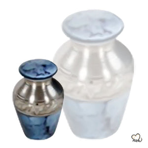 Classic Iris Cremation Keepsake for Ashes - Classic Iris Keepsake Urn for Human & Adult Ashes in Blue & Silver - ExquisiteUrns