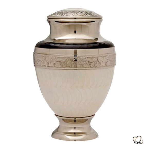 Classic White Pearl Cremation Urn, Funeral Urns - ExquisiteUrns