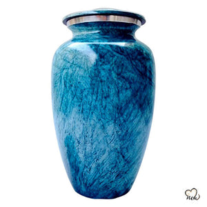 Coral Alloy Cremation Urn - Blue and Silver, Alloy Urns - ExquisiteUrns