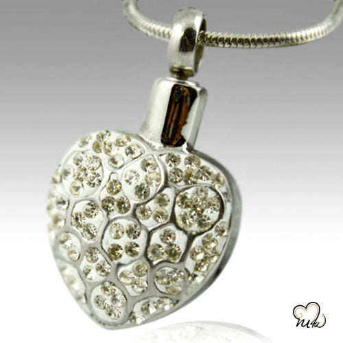 Crystal Heart Stainless Steel Cremation Keepsake Pendant, Cremation Pendant - ExquisiteUrns