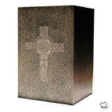 Cubical Celtic Religious Brass Cremation Urn - Bronze, Religious Urn - ExquisiteUrns