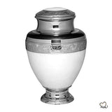 Elegant Pearl Brass Cremation Urn - White, Brass Urns - ExquisiteUrns