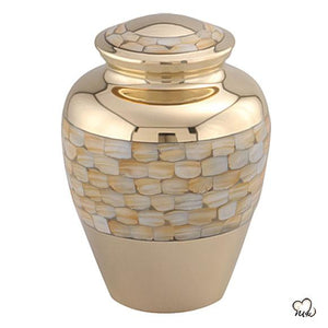 Elite Mother of Pearl Cremation Urn, Brass Urns - Exquisite Urns