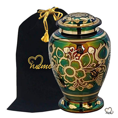 Floral Emerald Cremation Urn, cremation urns - ExquisiteUrns