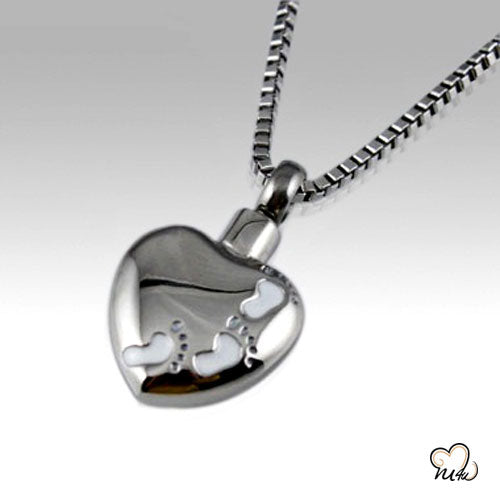 Foot Print Stainless Steel Cremation Keepsake Pendant, Cremation Pendant - ExquisiteUrns
