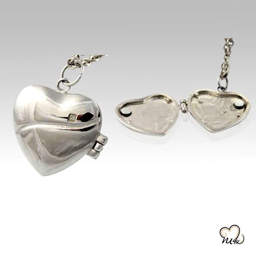 Heart Locket Stainless Steel Cremation Keepsake Pendant, Cremation Pendant - ExquisiteUrns