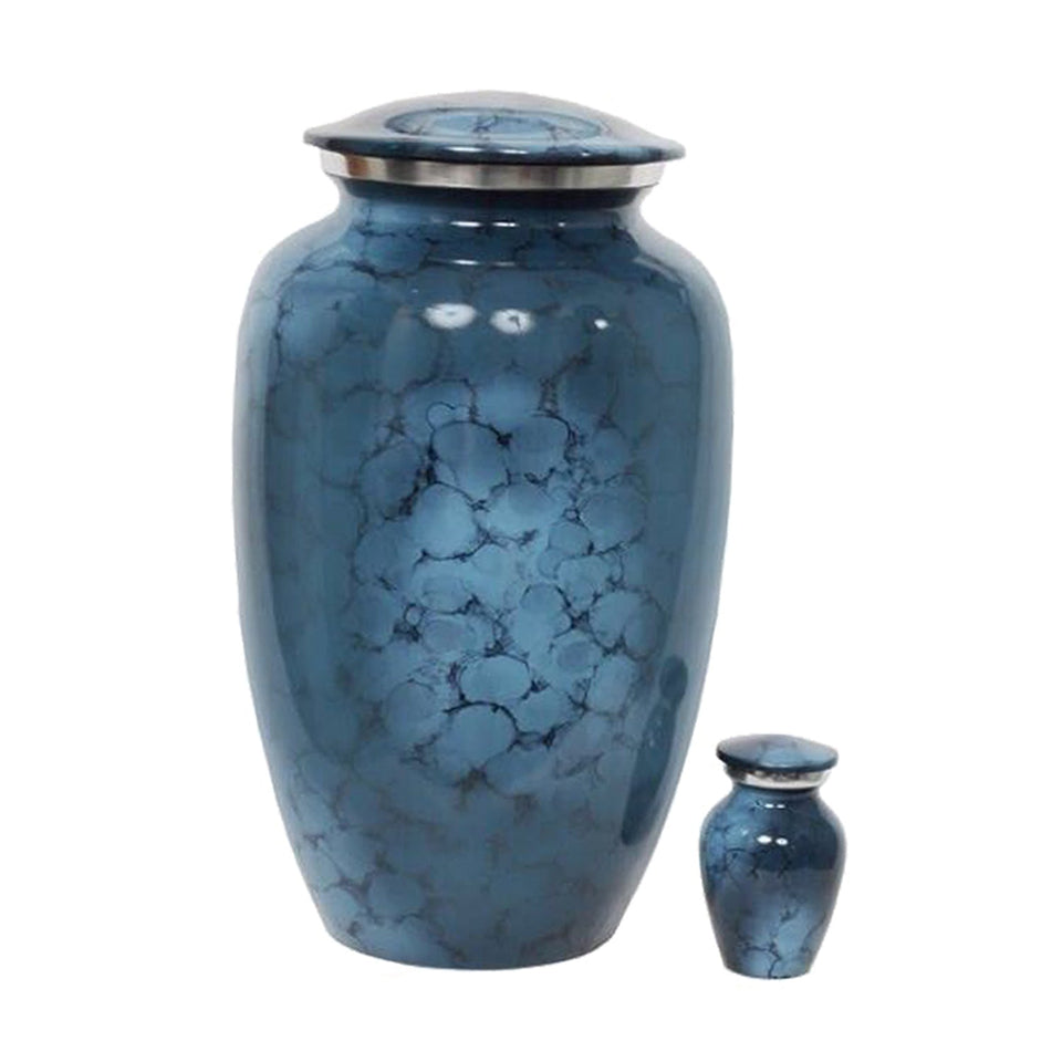 Scratch & Dent Blue/Silver Adult Cremation Urn - ExquisiteUrns