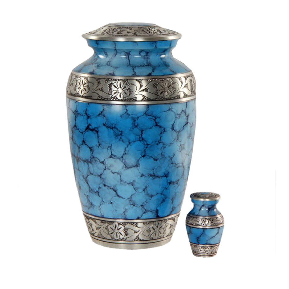 Classic Ocean Blue Fire Cremation Urn - ExquisiteUrns