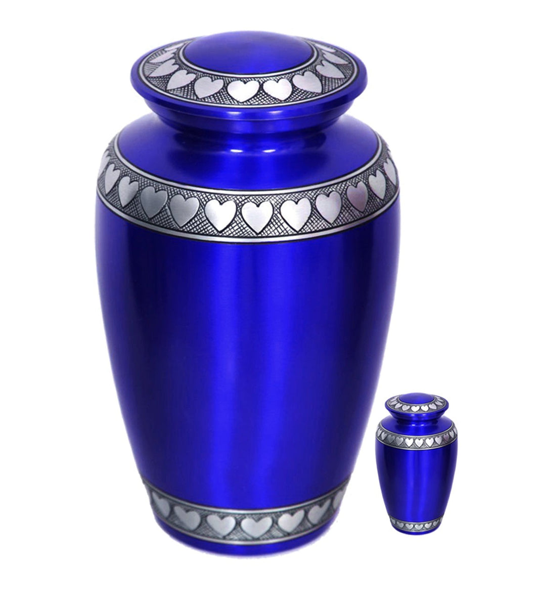 Royal Blue Heart Cremation Urn - ExquisiteUrns