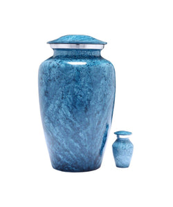 Coral Blue Alloy Cremation Urn - ExquisiteUrns