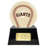 Baseball Cremation Urn with Optional Ivory San Francisco Giants Ball Decor and Custom Metal Plaque - ExquisiteUrns