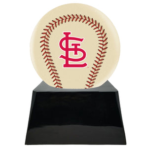Baseball Cremation Urn with Optional Ivory St. Louis Cardinals Ball Decor and Custom Metal Plaque - ExquisiteUrns