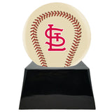Baseball Cremation Urn with Optional Ivory St. Louis Cardinals Ball Decor and Custom Metal Plaque - ExquisiteUrns