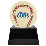 Baseball Cremation Urn with Optional Ivory Chicago Cubs Ball Decor and Custom Metal Plaque - ExquisiteUrns