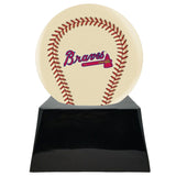 Baseball Cremation Urn with Optional Ivory Atlanta Braves Ball Decor and Custom Metal Plaque - ExquisiteUrns